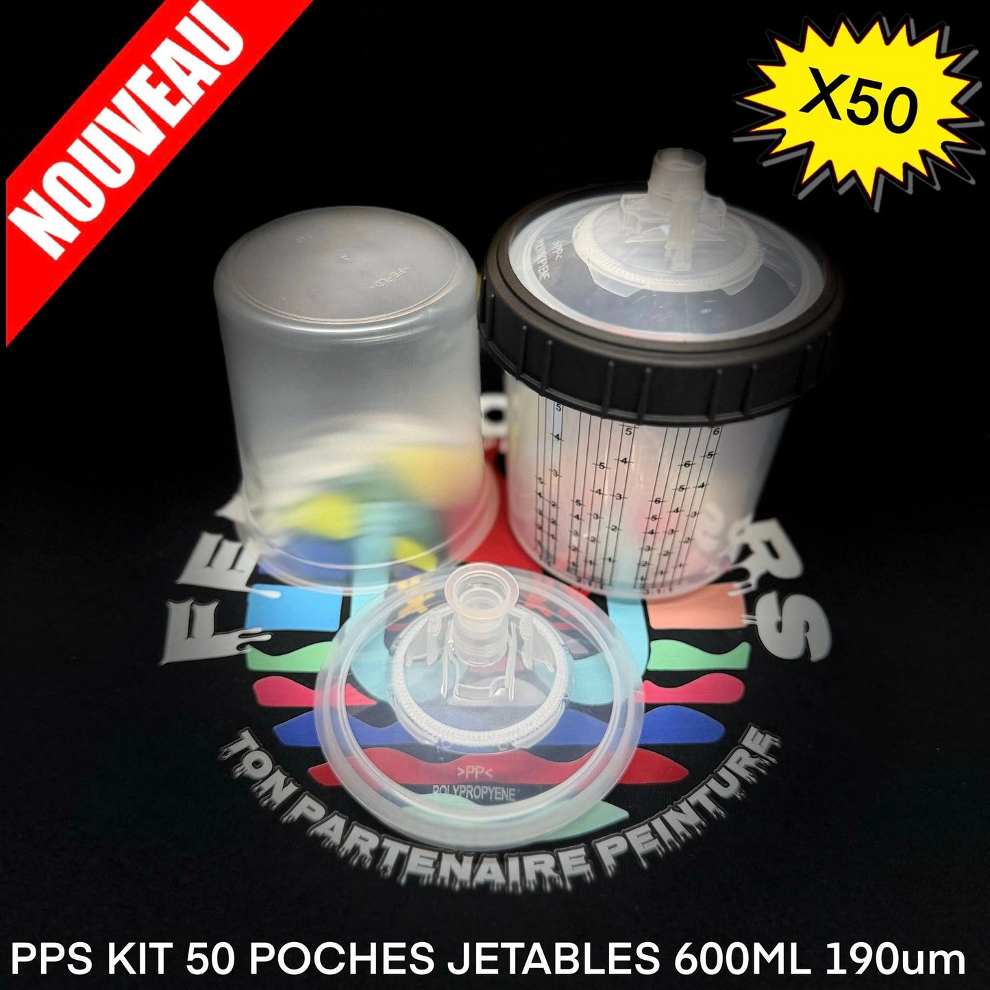 PPS KIT 50 POCHES JETABLES 600ML 190um