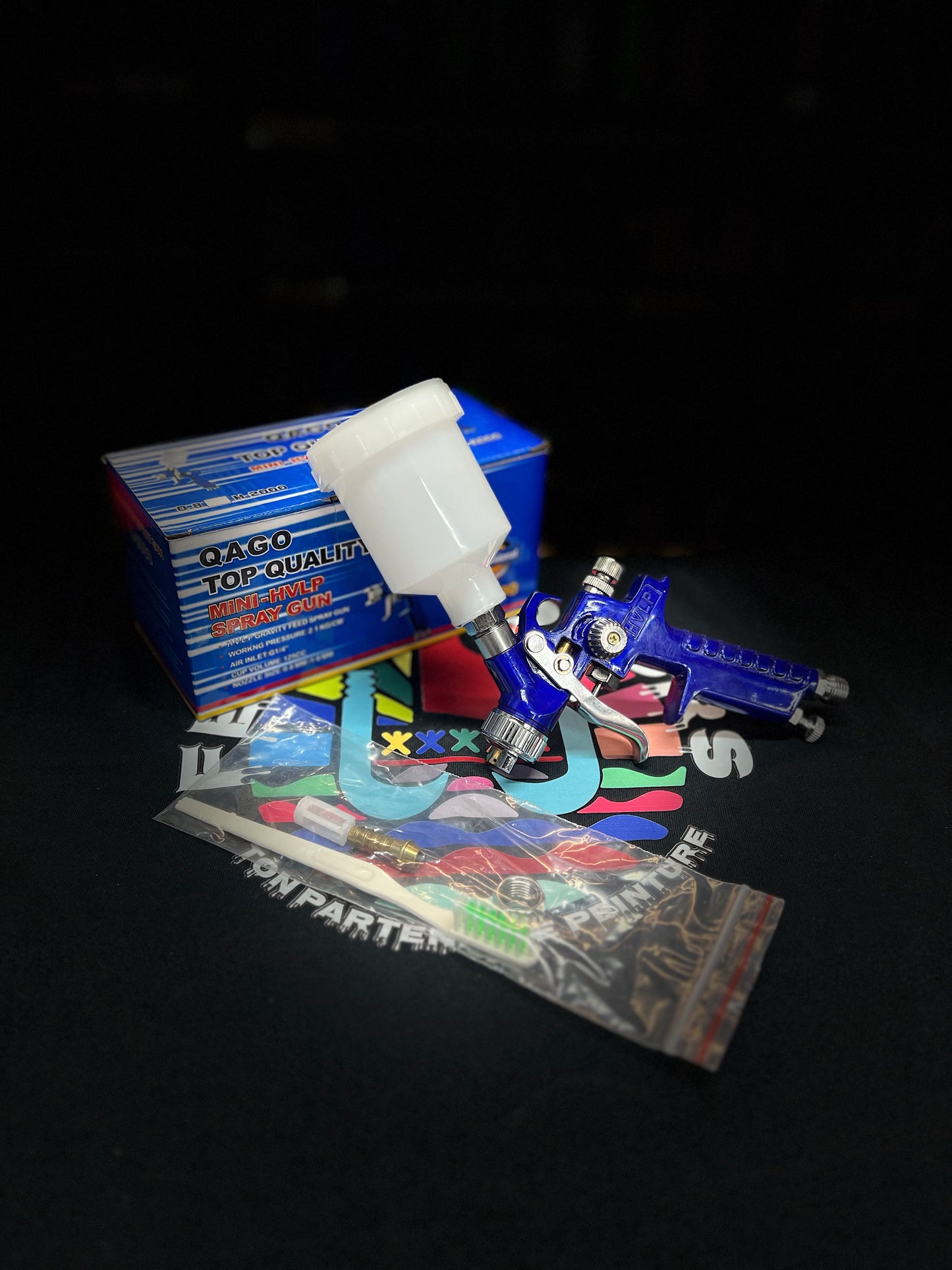 P1M - MINI PISTOLET HVLP 1MM 3 REGLEAGES GODET 125CC