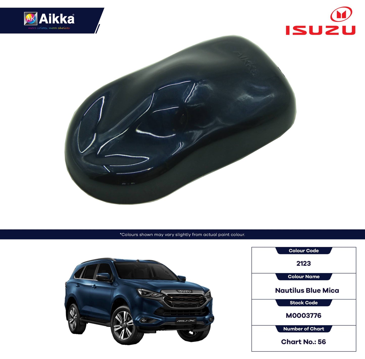 ISUZU - TEINTES ORIGINE CONSTRUCTEUR ISUZU - 130 teintes