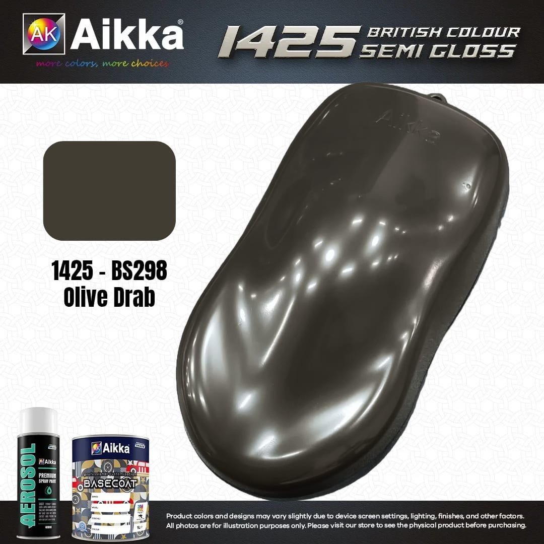 SATINE OPAQUE 1/2 - BRITISH STANDARD SEMI GLOSS COLOUR AIKKA (auto base ou auto kril) - 250 couleurs