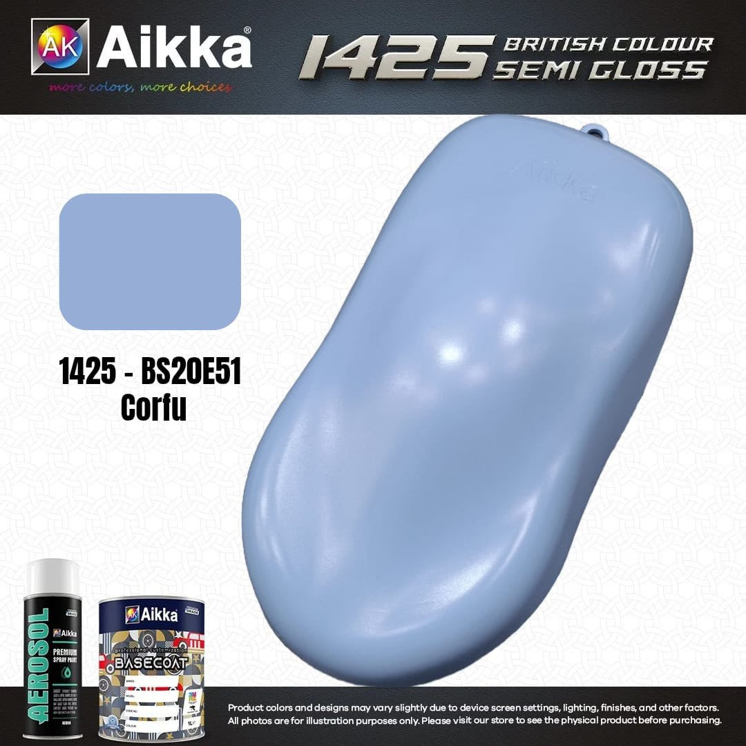 SATINE OPAQUE 1/2 - BRITISH STANDARD SEMI GLOSS COLOUR AIKKA (auto base ou auto kril) - 250 couleurs