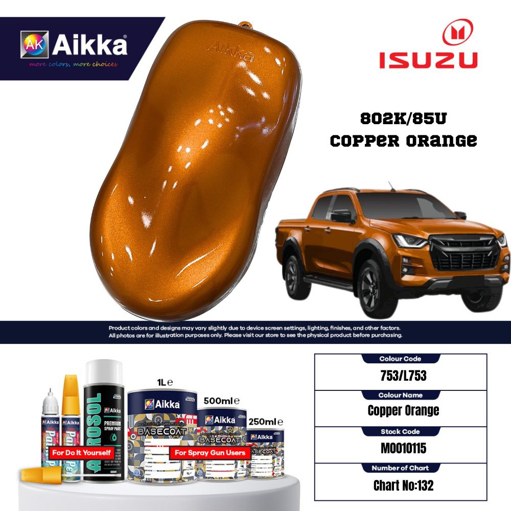 ISUZU - TEINTES ORIGINE CONSTRUCTEUR ISUZU - 130 teintes