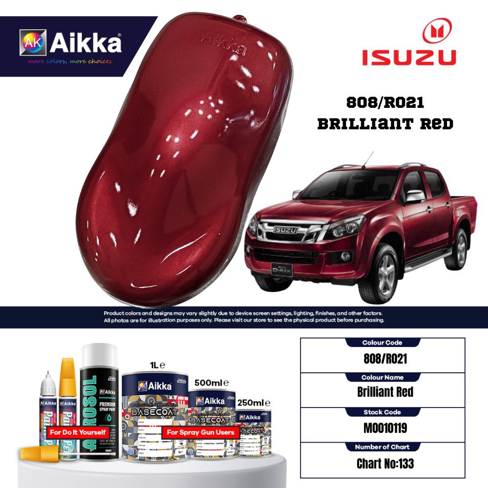 ISUZU - TEINTES ORIGINE CONSTRUCTEUR ISUZU - 130 teintes