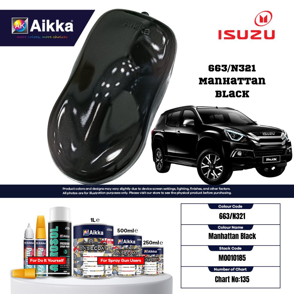 ISUZU - TEINTES ORIGINE CONSTRUCTEUR ISUZU - 130 teintes