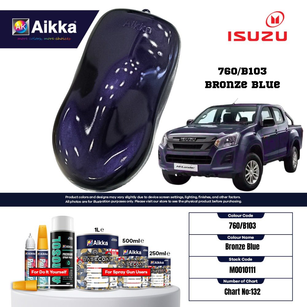 ISUZU - TEINTES ORIGINE CONSTRUCTEUR ISUZU - 130 teintes