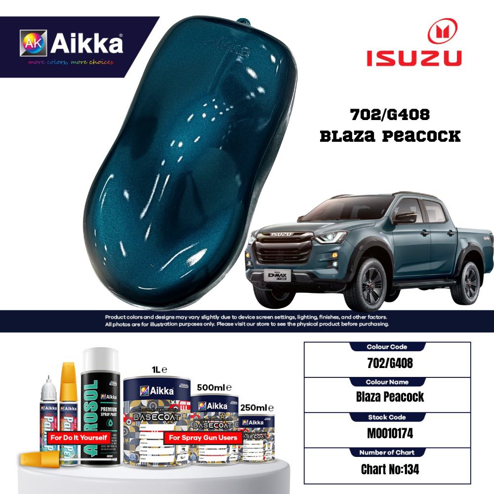 ISUZU - TEINTES ORIGINE CONSTRUCTEUR ISUZU - 130 teintes