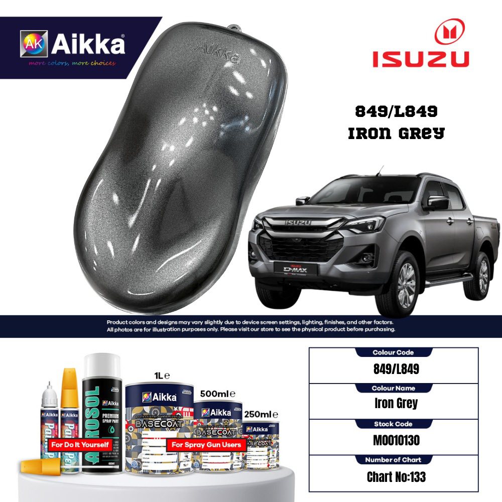 ISUZU - TEINTES ORIGINE CONSTRUCTEUR ISUZU - 130 teintes