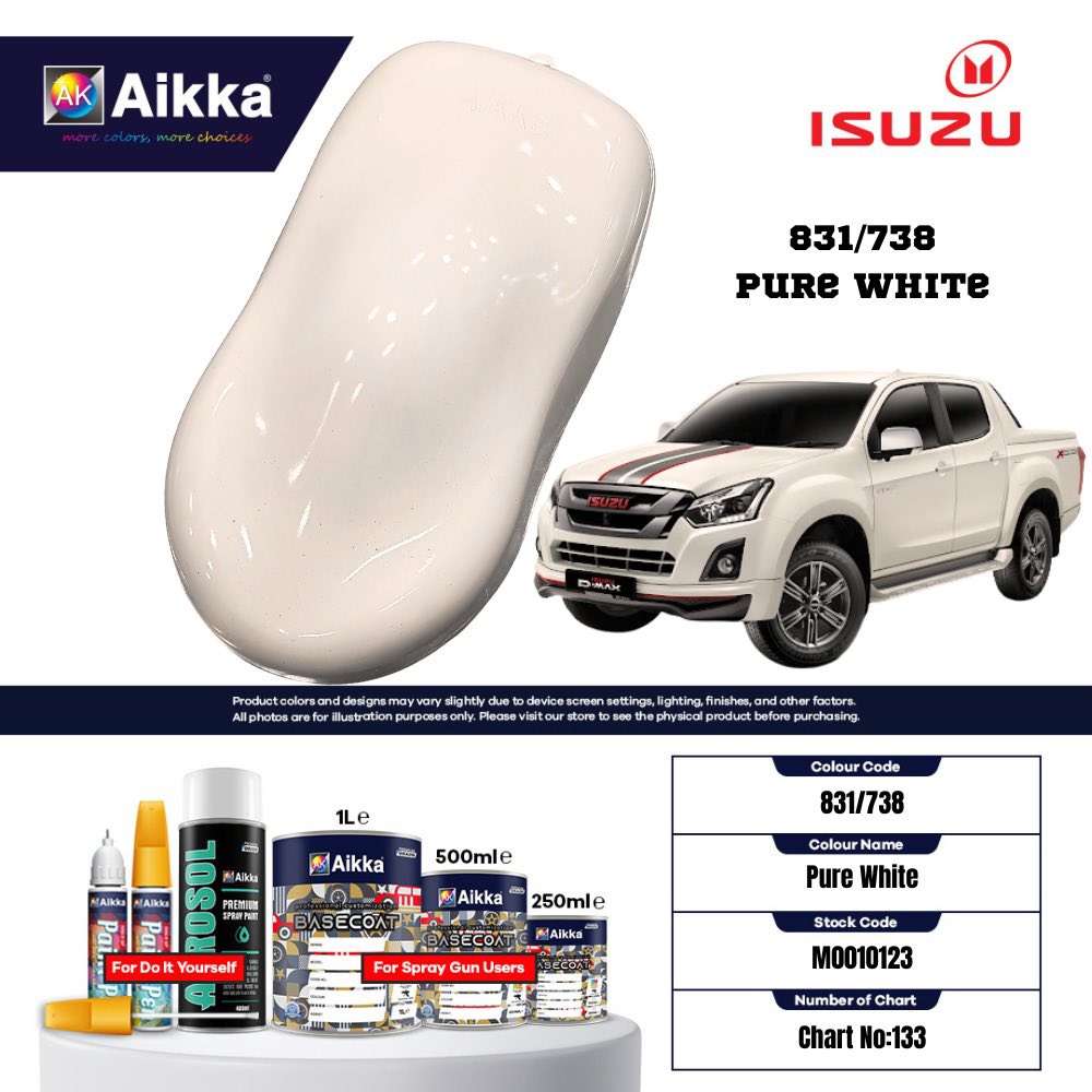 ISUZU - TEINTES ORIGINE CONSTRUCTEUR ISUZU - 130 teintes