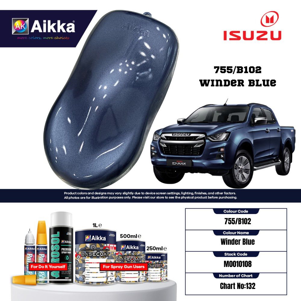 ISUZU - TEINTES ORIGINE CONSTRUCTEUR ISUZU - 130 teintes