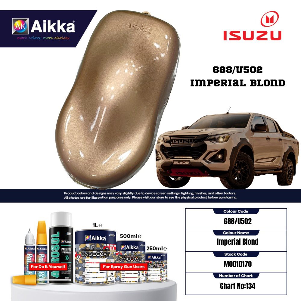 ISUZU - TEINTES ORIGINE CONSTRUCTEUR ISUZU - 130 teintes