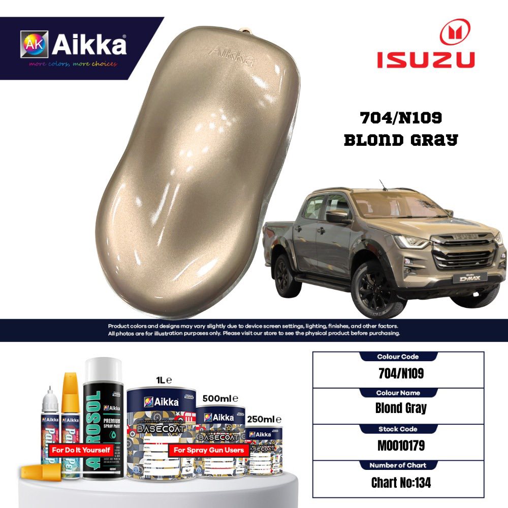 ISUZU - TEINTES ORIGINE CONSTRUCTEUR ISUZU - 130 teintes