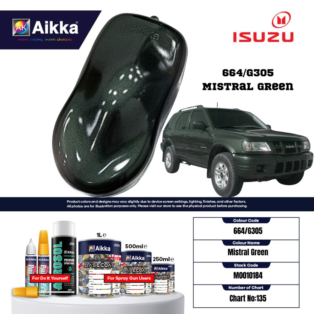 ISUZU - TEINTES ORIGINE CONSTRUCTEUR ISUZU - 130 teintes