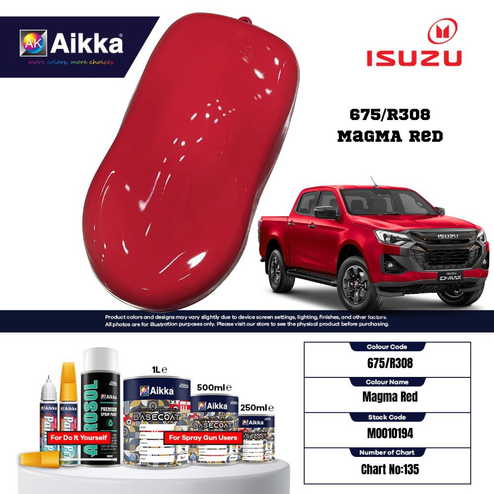 ISUZU - TEINTES ORIGINE CONSTRUCTEUR ISUZU - 130 teintes