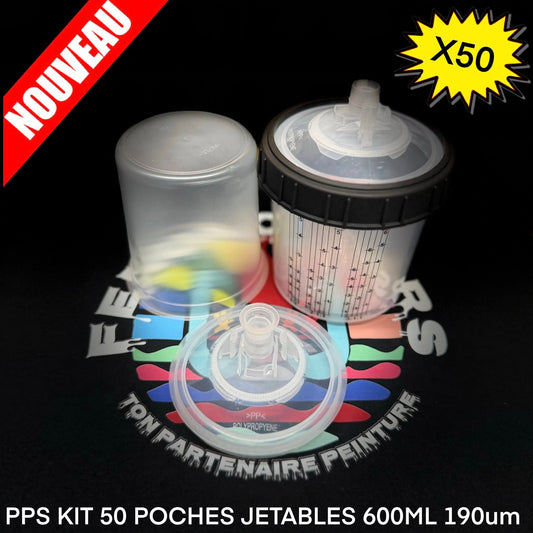 PPS KIT 50 POCHES JETABLES 600ML 190um